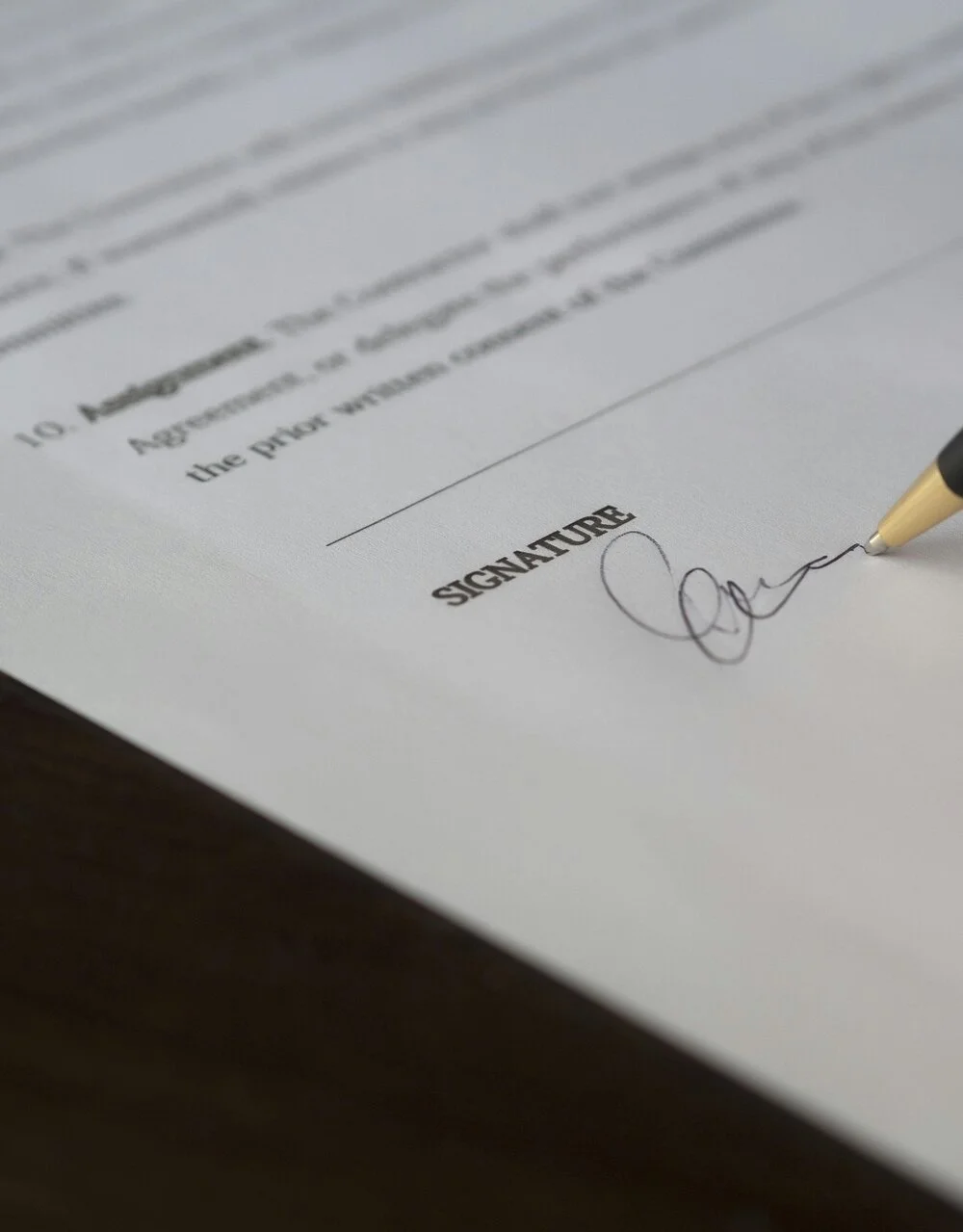 signature on a paper application